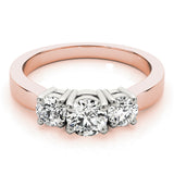 18K Rose Gold 1ct Round Diamond Three-Stone Ring