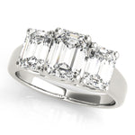 Emerald Diamond Three Stone Engagement Ring