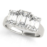 Emerald Diamond Three Stone Engagement Ring
