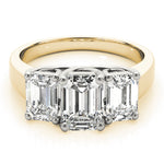 14K Yellow Gold Emerald Diamond Engagement Ring