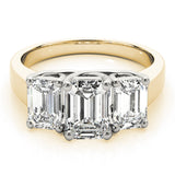 14K Yellow Gold Emerald Diamond Engagement Ring