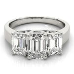 Emerald Diamond Three Stone Engagement Ring