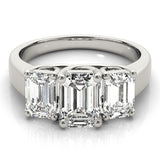 Emerald Diamond Three Stone Engagement Ring