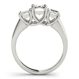 Emerald Diamond Three Stone Engagement Ring