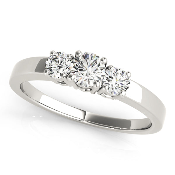 Round Diamond Three Stone Engagement Ring