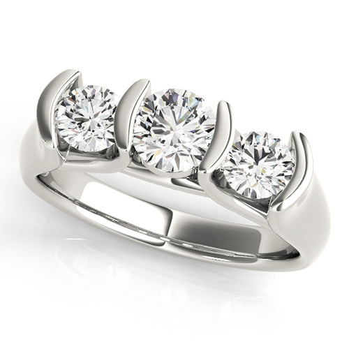 1 CT Round Diamond Three Stone Engagement Ring