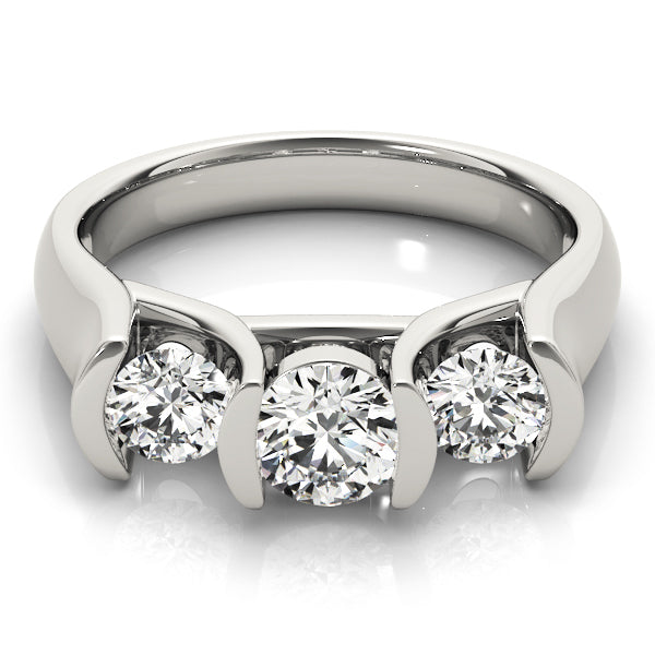 1 CT Round Diamond Three Stone Engagement Ring