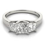 Diamond White Gold Square Three Stone Ring