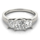 Diamond White Gold Square Three Stone Ring