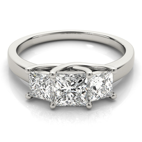 Diamond White Gold Square Three Stone Ring