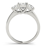 Diamond White Gold Square Three Stone Ring