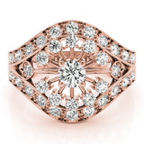 14K Rose Gold Round Diamond Fashion Ring