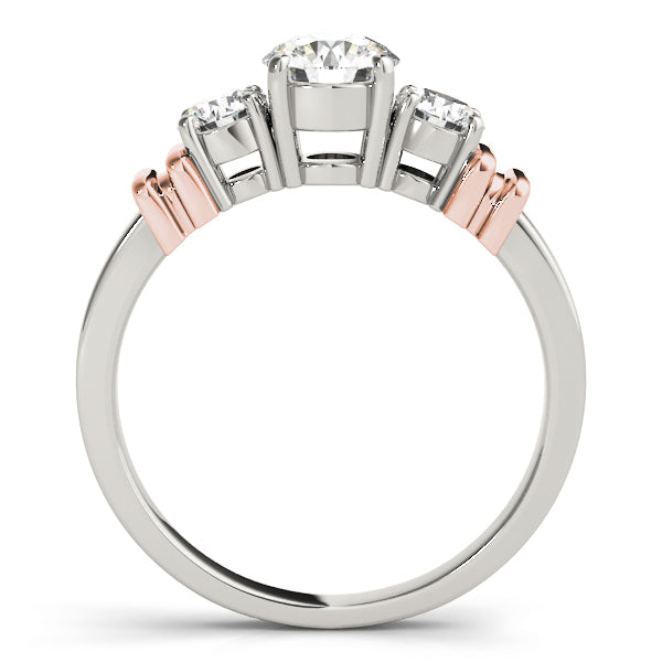 14K Rose Gold Round Diamond Three-Stone Engagement Ring