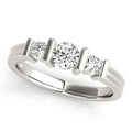 1 CT Round Diamond Three Stone Engagement Ring