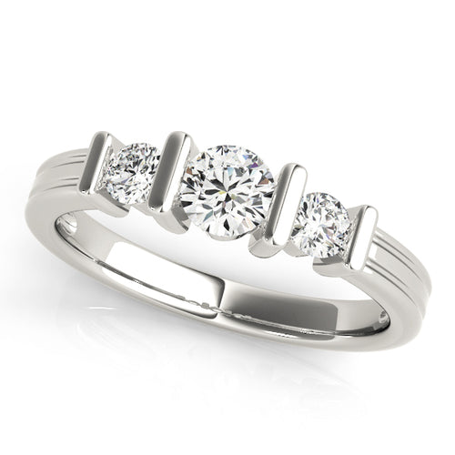 1 CT Round Diamond Three Stone Engagement Ring