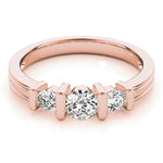 14K Rose Gold 1 CT Diamond Three-Stone Engagement Ring