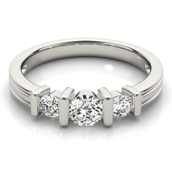 1 CT Round Diamond Three Stone Engagement Ring