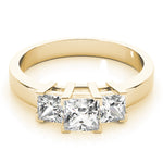 14K Yellow Gold Square Diamond Three-Stone Ring