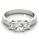 Square Diamond Three Stone Engagement Ring