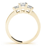 14K Yellow Gold Square Diamond Three-Stone Ring