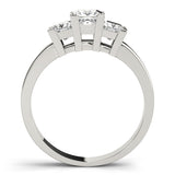 Square Diamond Three Stone Engagement Ring