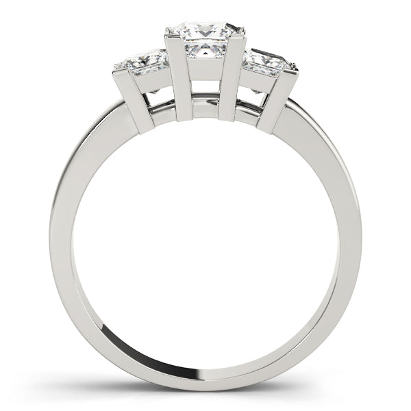 Square Diamond Three Stone Engagement Ring