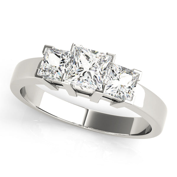 Platinum 1.24ctw Square Diamond Three Stone Ring