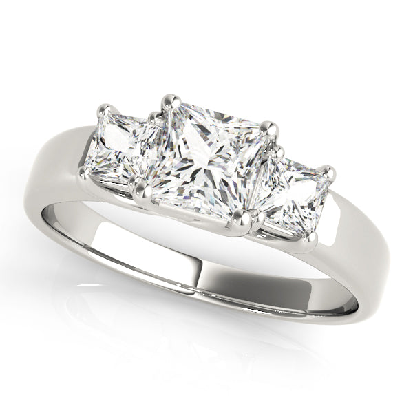 Princess Diamond Three Stone Engagement Ring