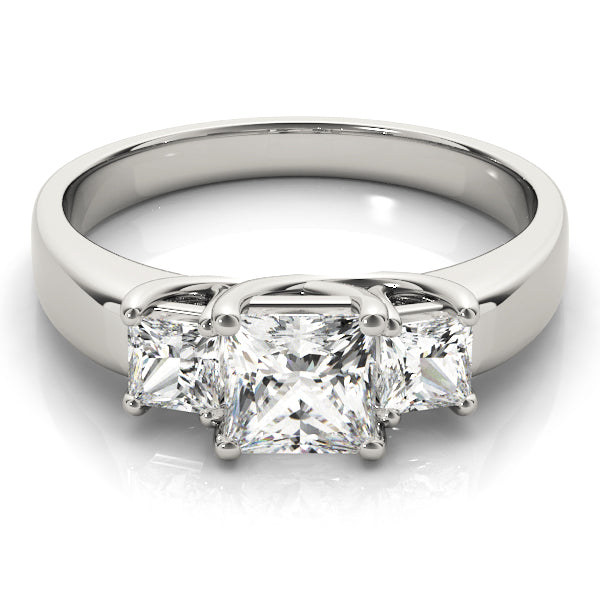 Princess Diamond Three Stone Engagement Ring