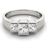 Square Diamond Three Stone Engagement Ring