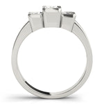 Square Diamond Three Stone Engagement Ring
