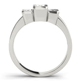 Square Diamond Three Stone Engagement Ring