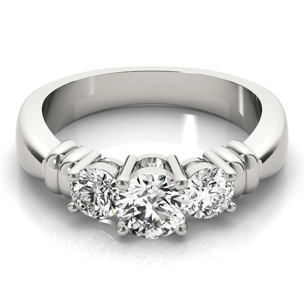 1 CT Round Diamond Three Stone Engagement Ring