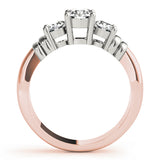 18K Rose Gold 1 ct Diamond Three-Stone Engagement Ring