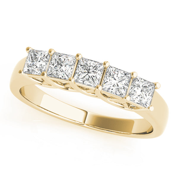 14K Yellow Gold Square Diamond Wedding Ring