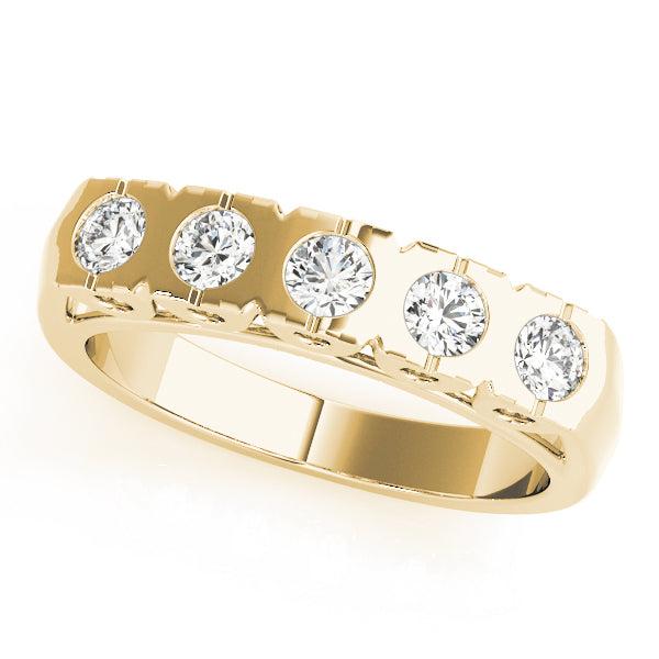 18K Yellow Gold 5-Stone Diamond Wedding Ring