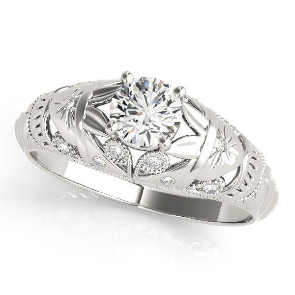 Platinum White Round Diamond Vintage Ring
