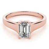 18K Rose Gold 1 CT Emerald Diamond Ring