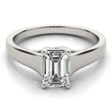 Emerald Diamond Solitaire Engagement Ring