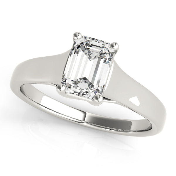 14K White Gold 1 CT Emerald Diamond Engagement Ring