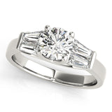 1.0 CT Round Diamond Ring with Baguette Accents