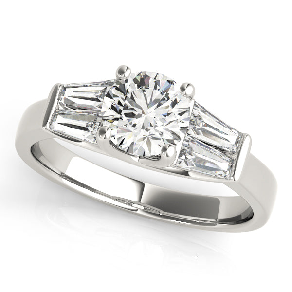 1.0 CT Round Diamond Ring with Baguette Accents
