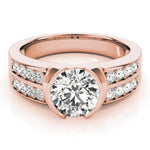 18K Rose Gold Round Diamond Pave Engagement Ring