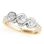 18K Yellow Gold 1 ct Diamond Three-Stone Engagement Ring