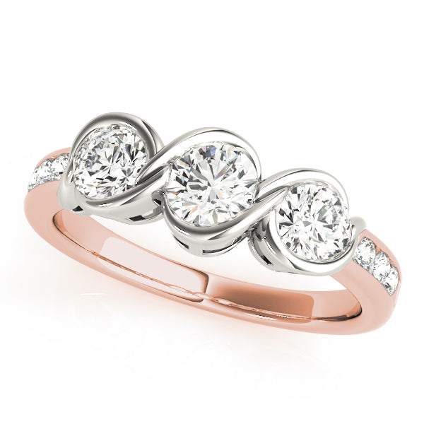 14K Rose Gold 1 CT Diamond Three-Stone Engagement Ring