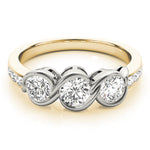 18K Yellow Gold 1 ct Diamond Three-Stone Engagement Ring