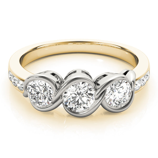 18K Yellow Gold 1 ct Diamond Three-Stone Engagement Ring
