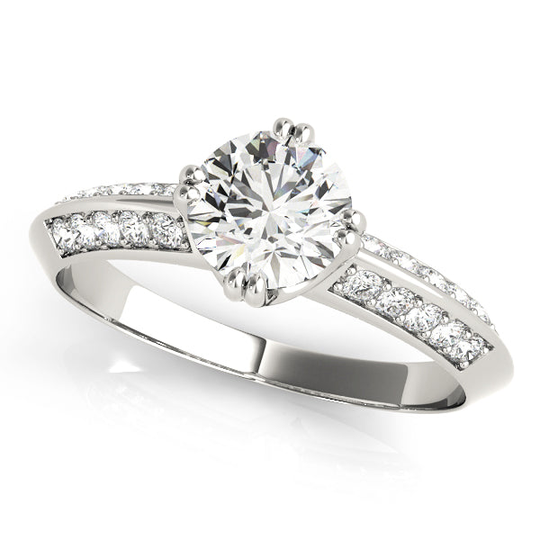 14K White Gold Pave Diamond Engagement Ring 1 ctw