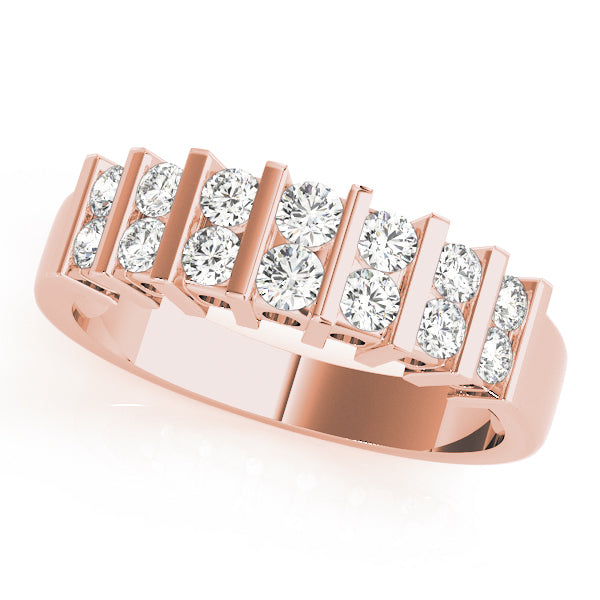 18K Rose Gold Round Diamond Wedding Ring