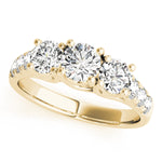 18K Yellow Gold 1 ct Round Diamond Three-Stone Ring